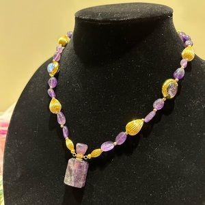 Amethyst necklace with bottle pendant 💜🧞